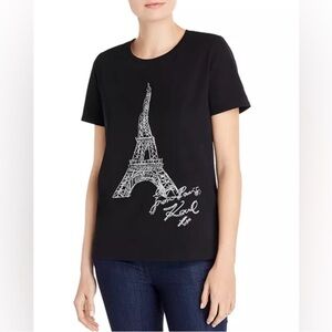 Karl Lagerfeld Black Tee with Eiffel Tower Graphic